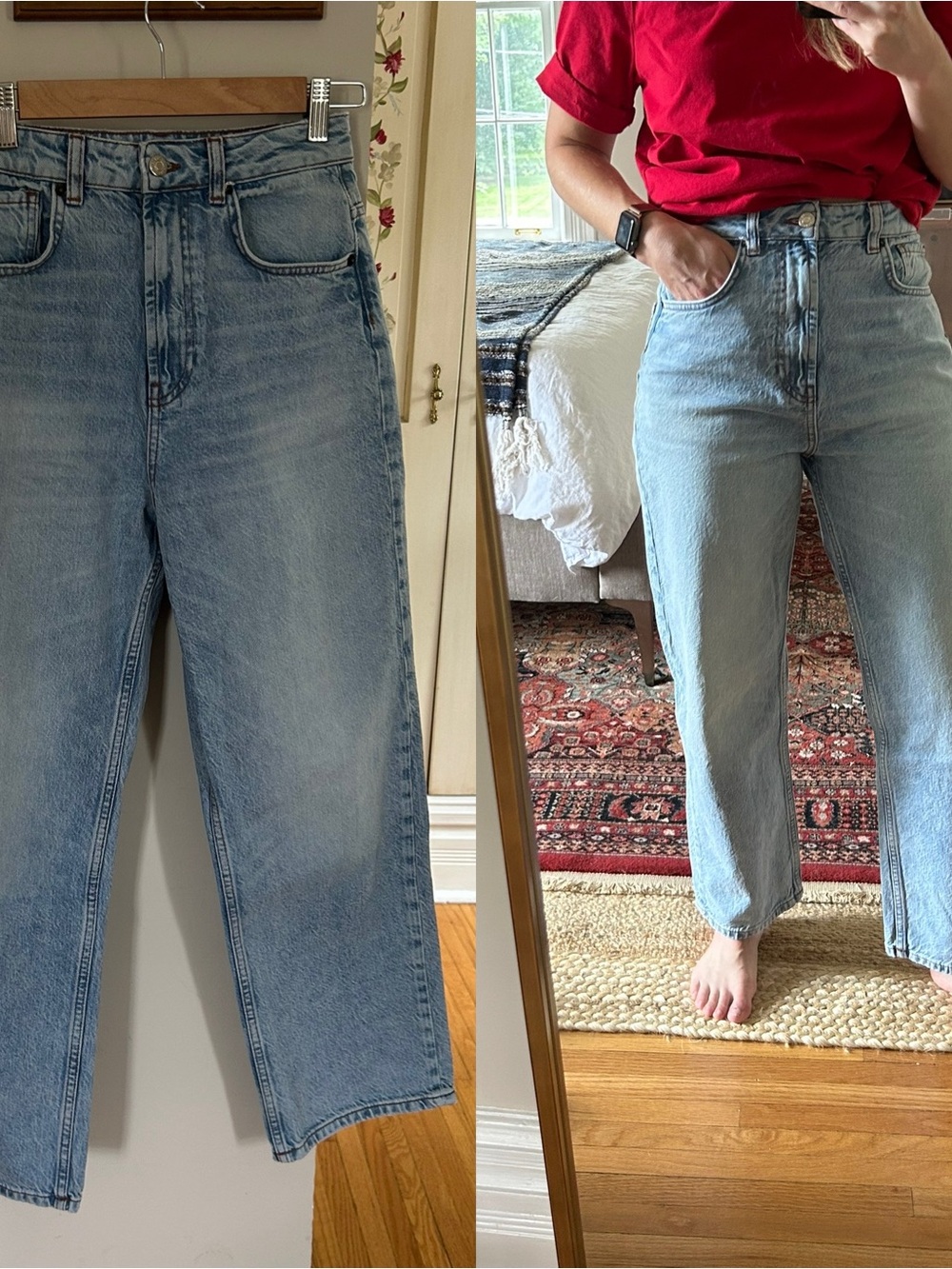 NWOT Topshop high rise straight leg cropped jeans